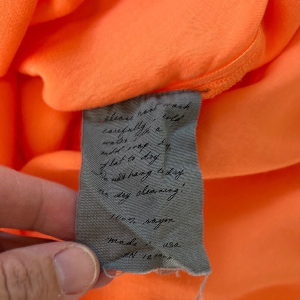 Raquel Allegra Daydream‎ Gathered Satin Maxi Dress In Orange Sunset Medium - Picture 9 of 12